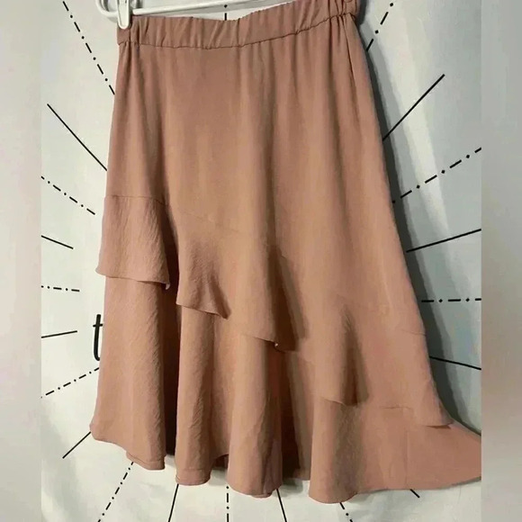 Alfani Dainty Pink High-Waisted Ruffle Asymmetrical Midi Skirt - Picture 4 of 7